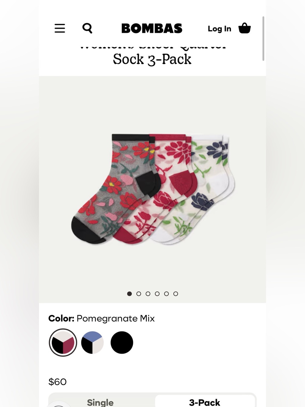 Bombas Sheer Quarter Socks - size M - Picture 6 of 7